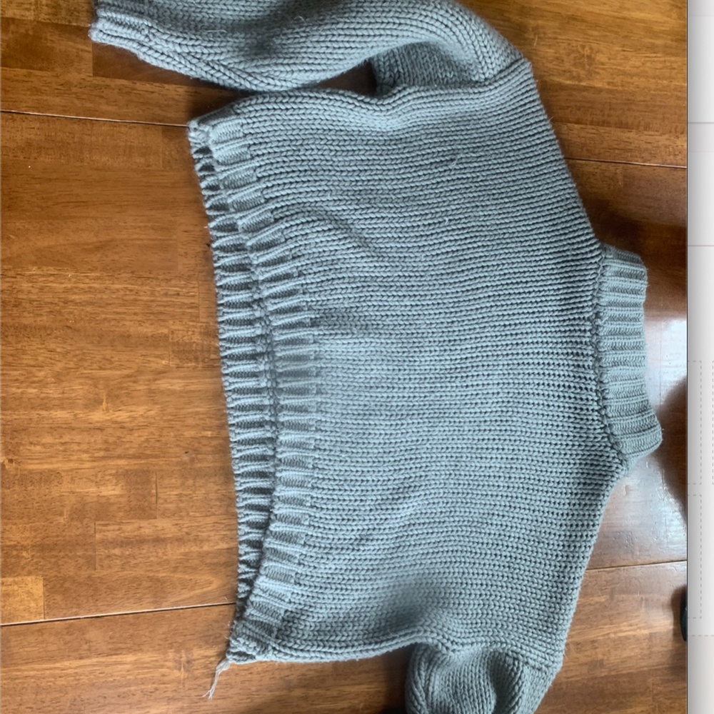 Grey Cropped Turtleneck Sweater
